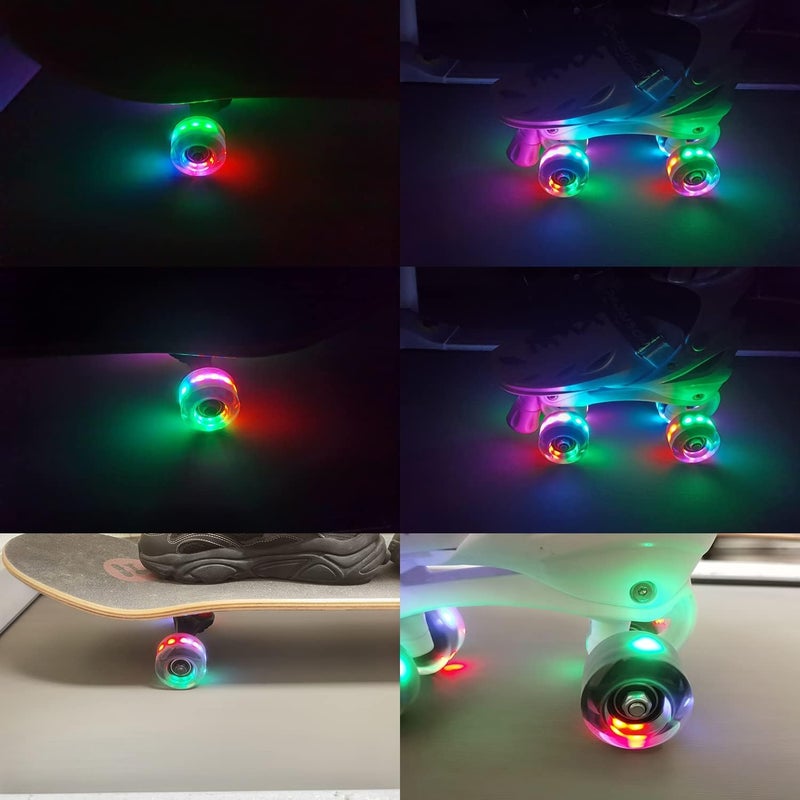 FREEDARE Roller Skate Wheels 54mm/58mm and Bearings Indoor Outdoor Luminous Light Up 83A with T Tools for Double Row Skating and Skateboard (8 Pack) - Image 4